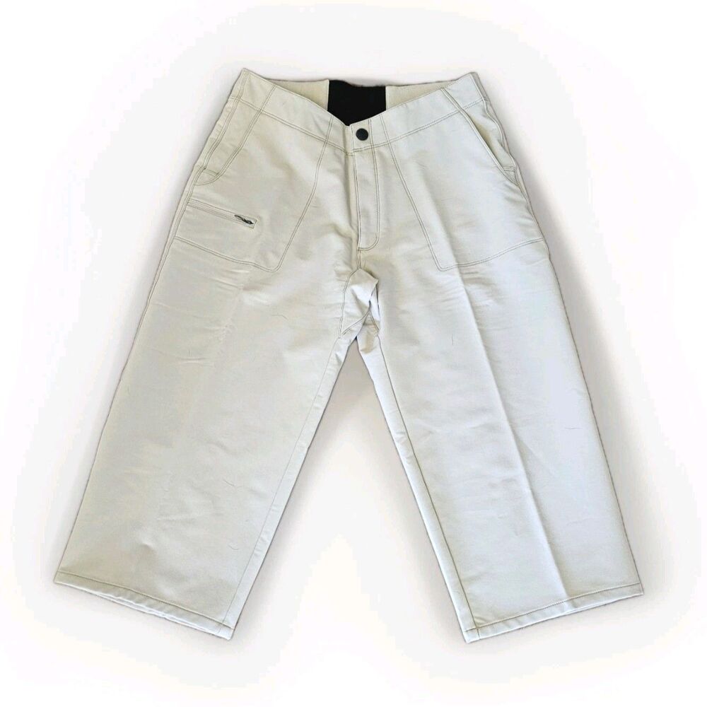 IBEX Womens 8 Crop Pants Stretch Waist Khaki Beige